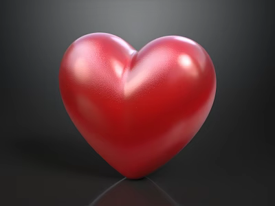 Glossy Red Heart Shaped Object on Dark Background with Reflection 3d model