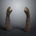Brown Textured Long Sleeve Clothing With Pleated Cuffs In Vintage Workwear Style