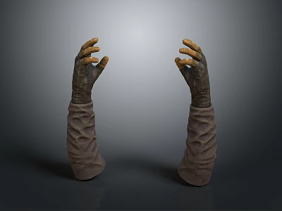 Brown Textured Long Sleeve Clothing With Pleated Cuffs In Vintage Workwear Style 3d model