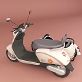 Beige Scooter With Sidecar Retro Design Gray Seats And Modern Look