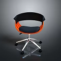 Modern Office Chair With Black Seat Back Orange Accent Frame And Silver Metal Base Wheels