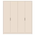 Modern White Wardrobe Interior Design With Four Door And Black Handles