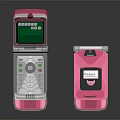 Barbie Pink Flip Phones Open With Green Screen And Numeric Keypad Closed With Logo Design