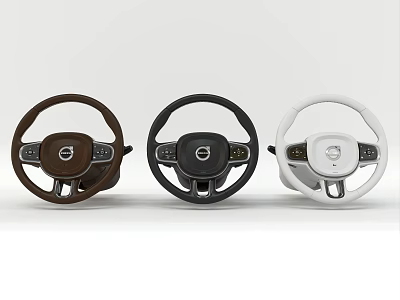Volvo Car Steering Wheels In Different Colors Brown Black And White 3d model
