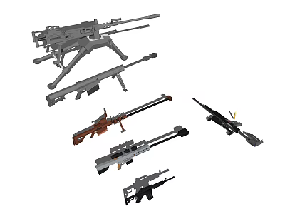 Various Military Style Firearms Including Sniper And Assault Rifles Collection 3d model