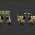 Vintage Military Truck With Camouflage Design Green And Yellow Cargo Bed And Metal Frame