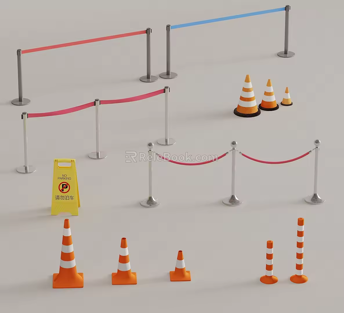 Railing Fence Cordon Barrier Telescopic Fence Barrier 3d model