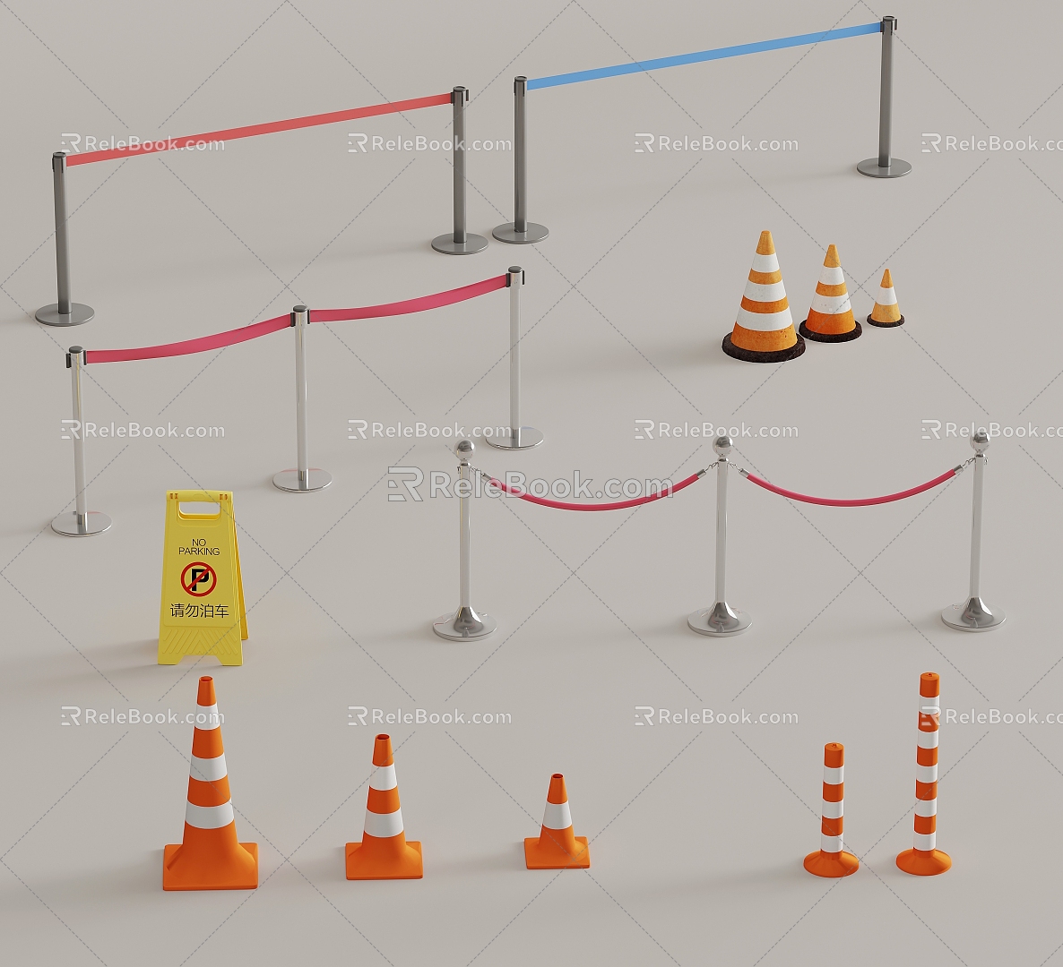 Railing Fence Cordon Barrier Telescopic Fence Barrier Barrier 3d model