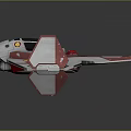 Sleek Futuristic Sci Fi Starfighter With Red White Wings Black Body And Blue Thrusters