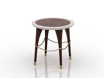 Elegant Round Top Corner Table With Wooden Legs And Brass Accents 3d model