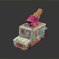 Toy Ice Cream Truck With Pink Ice Cream Orange Waffle Cone And Colorful Exterior Design