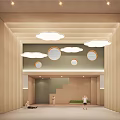 Kindergarten Interior With Cloud Ceiling Decorations Round Windows And Children Activity Space 3d model