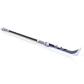Long Handle Weapon With Metal Shaft Black Silver Design And Curved Head