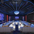 Modern KTV Lounge Interior With Neon Lights Comfortable Sofa And Big Screen