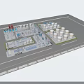 Industrial Equipment Facility Featuring Large Storage Tanks Piping Systems And Metal Platforms