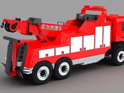 Trailer Traffic Wrecker Car Accident Trailer Fast Emergency Vehicle Emergency Rescue Vehicle Crane 3d model