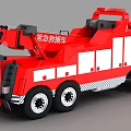 Red Emergency Rescue Vehicle With Tow Hook White Stripes And Rescue Functions