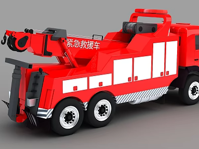 Red Emergency Rescue Vehicle With Tow Hook White Stripes And Rescue Functions 3d model