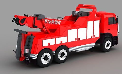 Trailer Traffic Wrecker Car Accident Trailer Fast Emergency Vehicle Emergency Rescue Vehicle Crane 3d model