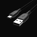 Black USB A to USB C Charging and Data Transfer Cable for Smartphones and Devices