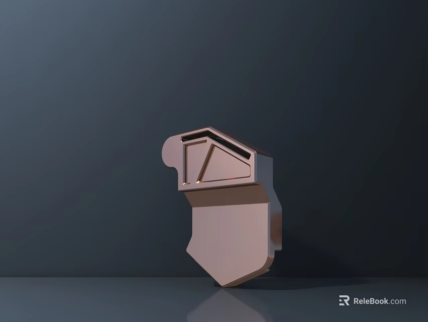 Modern Geometric Sculpture With Copper Colored Metallic Design And Dark Background 3d model 