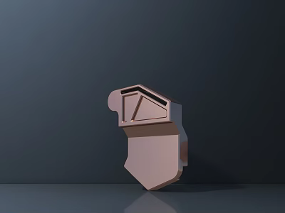 Modern Geometric Sculpture With Copper Colored Metallic Design And Dark Background 3d model