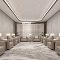 Elegant Modern Hotel Public Lounge Area Interior With Comfortable Sofas Floor Lamps And Decorative Plants