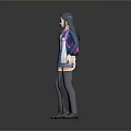 Game Movie Characters Male And Female In Blue White School Uniforms With Backpacks