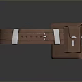 Durable Brown Leather Utility Belt With Two Functional Pockets for Everyday Use 3d model