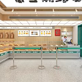 Dessert Shop Interior With Glass Display Cases Various Desserts Wooden Counter And Bright Lighting