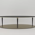 Modern Coffee Table With Black Tabletop And Gold Base Slim Legs 3d model