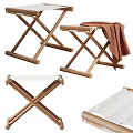 Wooden Folding Shoe Bench With X Shaped Legs Fabric Seat And Towel Design