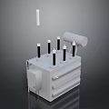 Industrial Electrical Transformer With Black Insulator Columns White Casing And Cylindrical Radiator