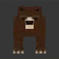 Pixel Art Brown Bear Figure With Blocky Design And White Snout Details