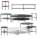 Modern Coffee Tables With Various Designs Marble Tops And Metal Frames 3d model