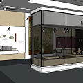 Museum Exhibition Hall Interior With Glass Showcases Exhibits And Wall Displays