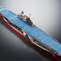 Space Aerospace Carrier Model With Blue Deck And Red Hull Structure