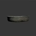 Vintage Household Metal Basin With Aged Surface And Rim With Small Rivets