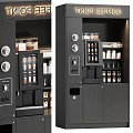 Smart Machine with Touchscreen Display Beverage Options Cups and Condiment Bottles 3d model