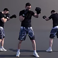 Men In Boxing Poses Wearing Black T Shirts Camouflage Shorts And White Sneakers
