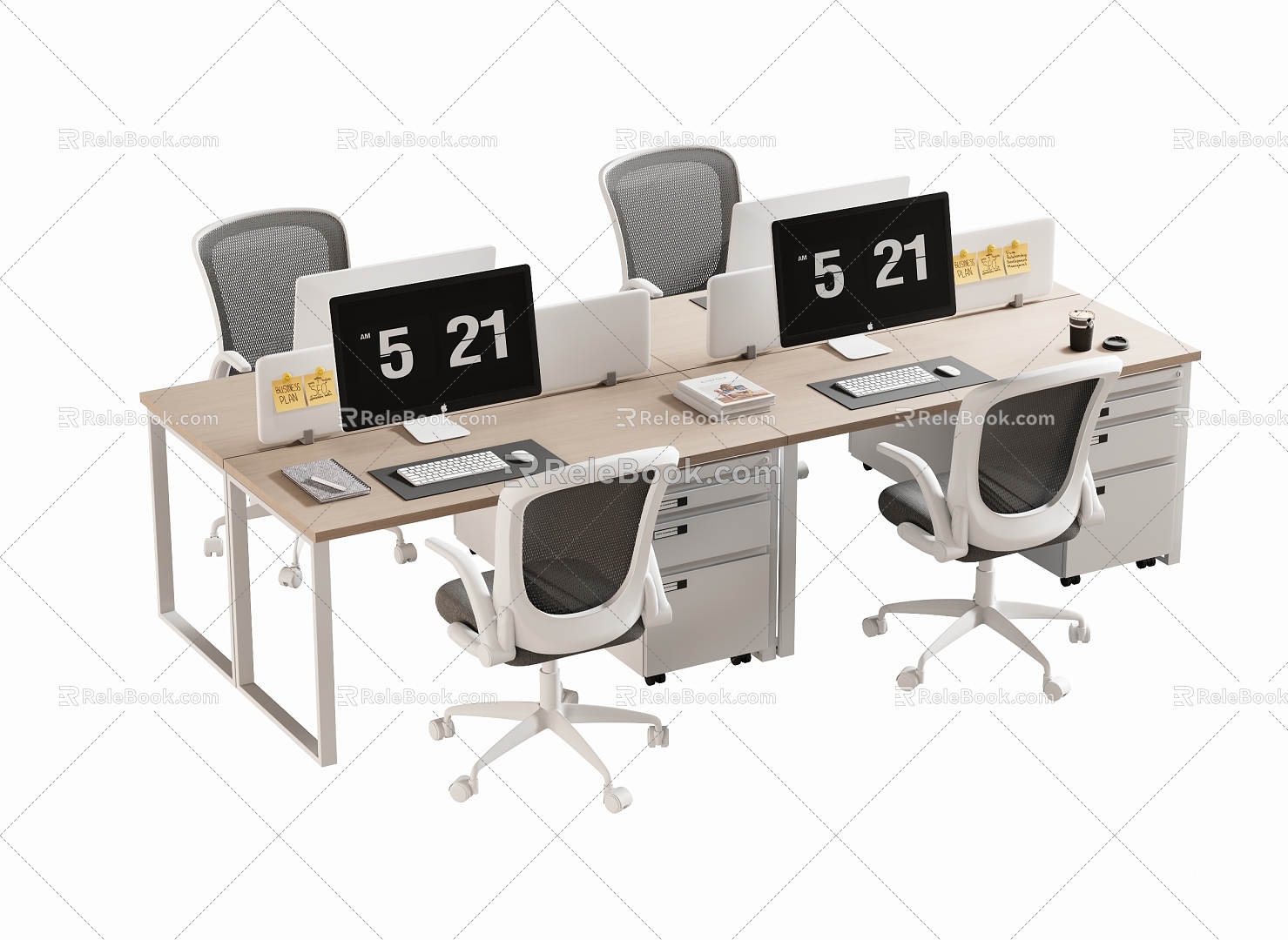 Modern Office Desk and Chair Staff Station Computer Desk and Chair 3d model