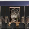 Elegant Exhibition Entrance with Curved Structure Illuminated Strips and Circular Artisan Life Design