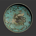 Turquoise Decorative Bowl With Gold Trim Intricate Patterns And Text Inscriptions