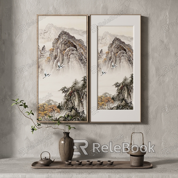 New Chinese Landscape Painting Texture Texture Decoration Painting Italian Minimalist Middle Ages model