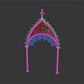 White Ornate Gothic Style Arch with Intricate Carvings and Pillar Supports