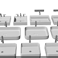 Various White Ceramic Washbasin Designs With Wall Mounted Styles And Different Shapes 3d model