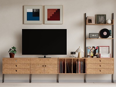 Log wind TV cabinet combination 3d model