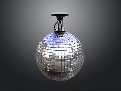 Decorative Ornament Set With Silver Mirror Disco Ball Hanging Decoration 3d model