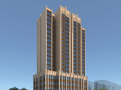 Modern High Rise Residential Building With Exterior Window Design And Architectural Details 3d model