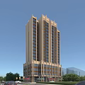 Modern High Rise Residential Building With Exterior Window Design And Architectural Details